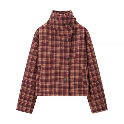 Damen Oversized Karojacke Modisch Großgeschnitten