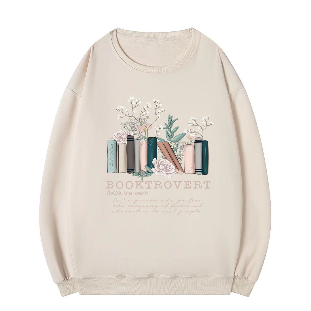Damen Sweatshirt Bücherdesign Weiß
