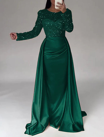 Damen Abendkleid Glitzerdetails Fließender Stoff