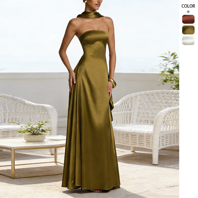 Damen Trägerloses Abendkleid Satin Rock Norvielle - Norvielle