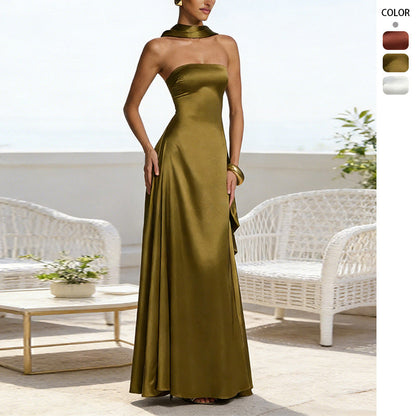 Damen Trägerloses Abendkleid Satin Rock Norvielle - Norvielle