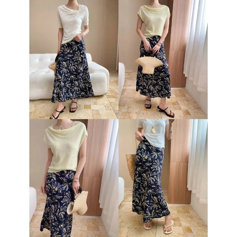 Damen Maxikleid Florales Muster Schwingender Saum Norvielle
