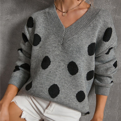 Damen Pullover V-Ausschnitt Grafikdesign Norvielle
