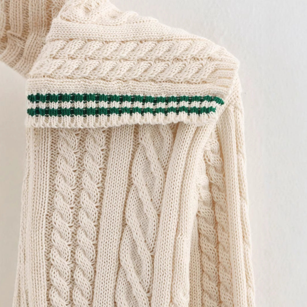 Damen Strickpullover Klassischer Stehkragen Zopfmuster