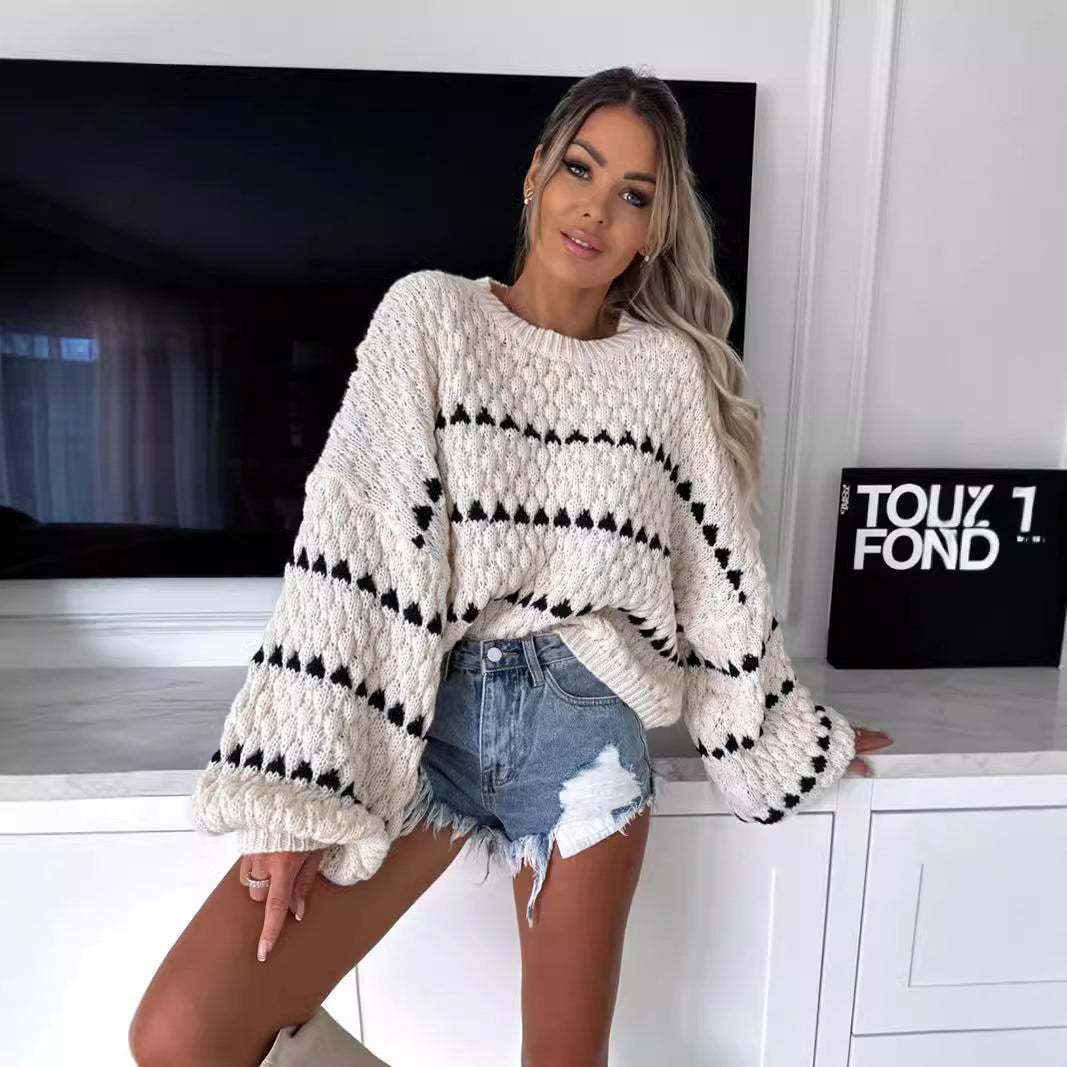 Damen Grobstrickpullover Einzigartiges Muster Norvielle - Norvielle