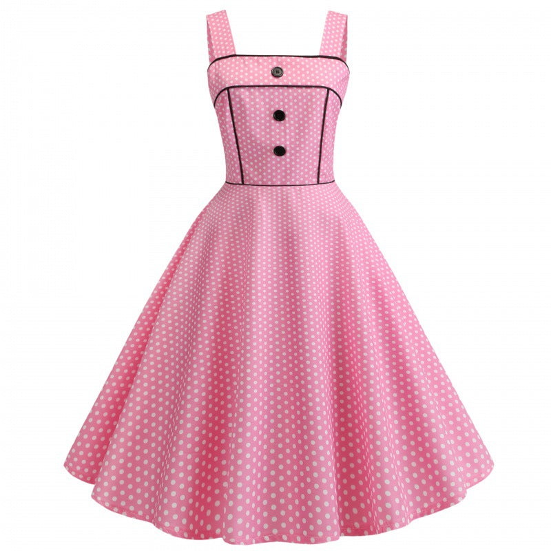 Damen Swingkleid Punkte Elegant Taillengürtel Norvielle - Norvielle