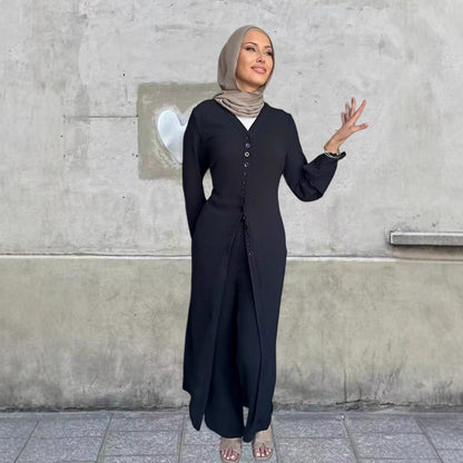 Damen Jumpsuit Elegant Knopfdesign Weites Bein Norvielle
