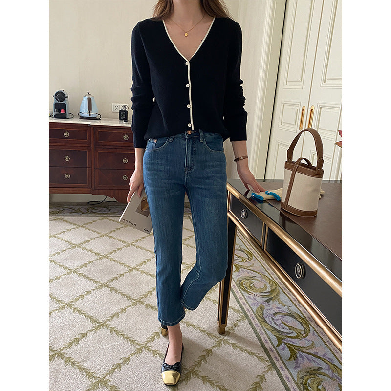 Damen Cardigan V-Ausschnitt Knopfdetails Norvielle
