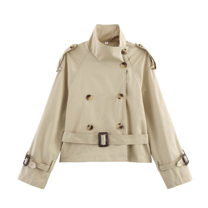 Damen Trenchcoat Asymmetrische Knopfleiste Taillengürtel Norvielle