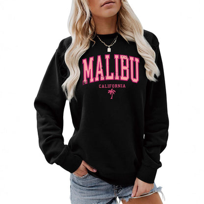 Damen Sweatshirt Malibu Schriftzug Lässiger Schnitt Norvielle