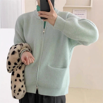 Damen Kuschelige Strickjacke Norvielle Mit Hochkragen