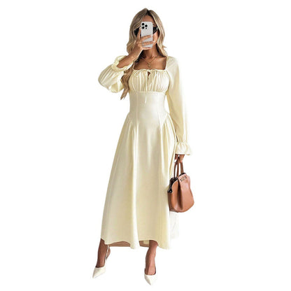 Damen Maxikleid Elegantes Design Puffärmel Norvielle