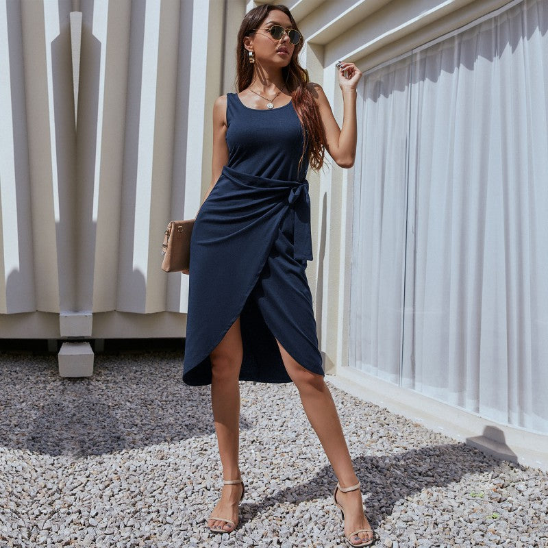 Damen Wickelkleid Eleganter Schnitt Bindegürtel Norvielle