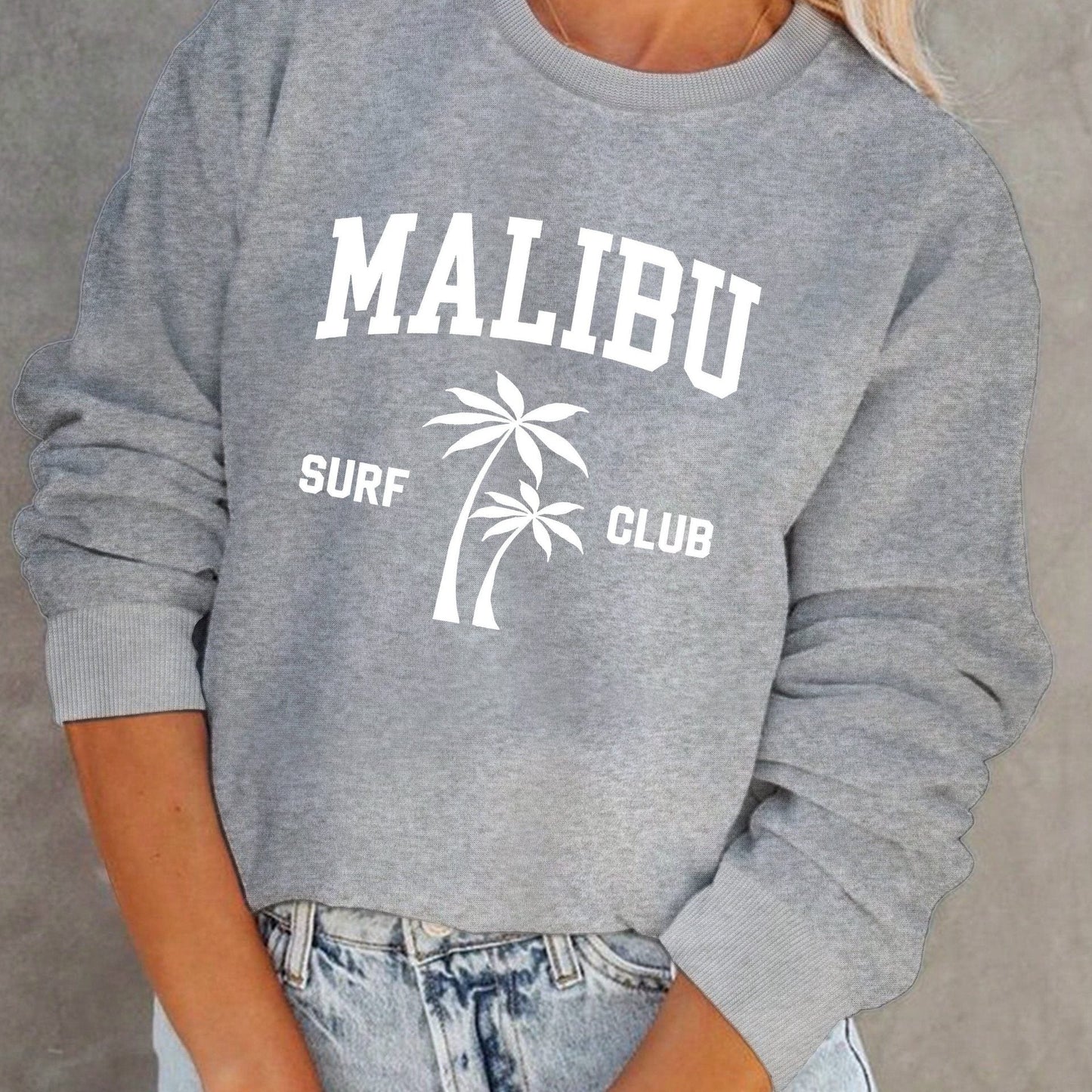 Damen Sweatshirt Surf-Club-Aufdruck Lässig Norvielle