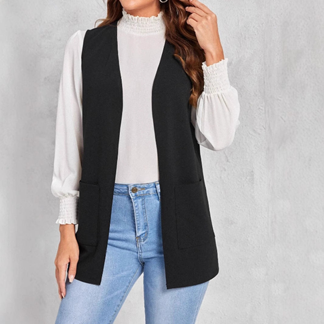Damen Longline Wendeweste mit Taschen