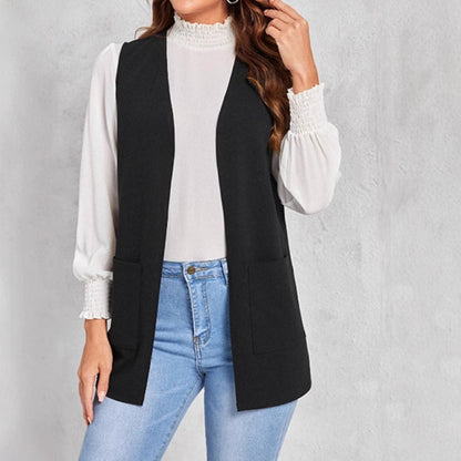 Damen Longline Wendeweste mit Taschen