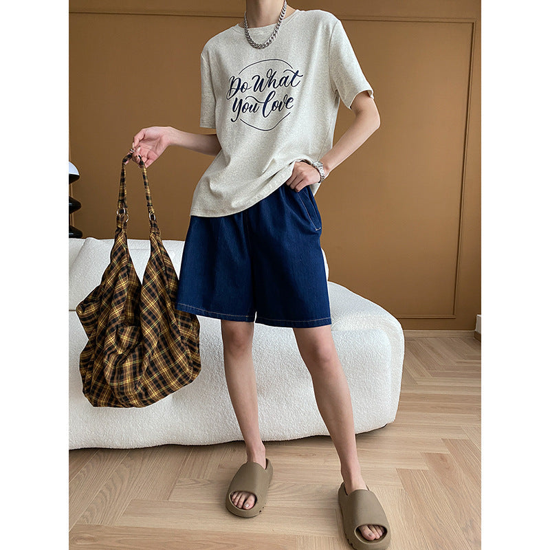 Damen Denim Shorts Elastischer Bund Praktische Taschen