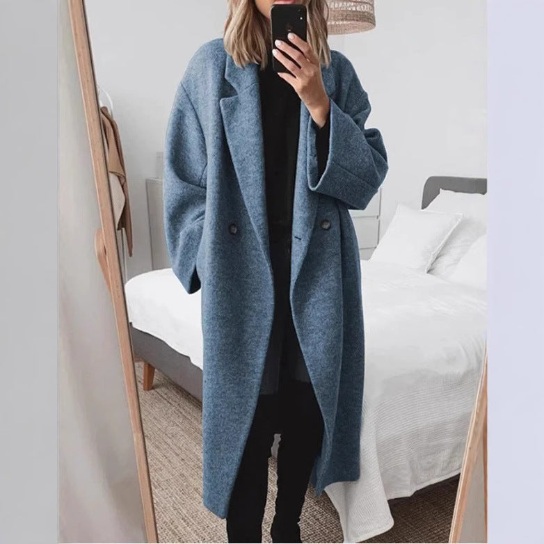 Damen Wollmantel Oversized Doppelknopfleiste Norvielle