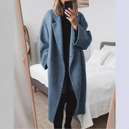 Damen Wollmantel Oversized Doppelknopfleiste Norvielle