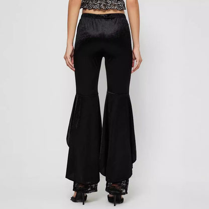 Damen High-Waist Palazzo-Hose Spitze transparent