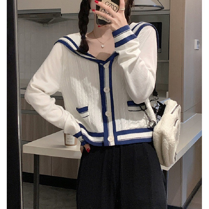 Damen Strickjacke Maritim Kapuzen Norvielle