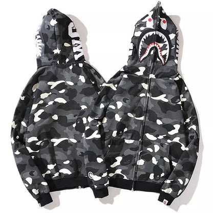 Damen Kapuzenjacke Camouflage Baumwollmischung