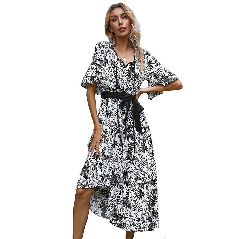 Damen Midikleid Floralmuster Seitenschlitz Norvielle
