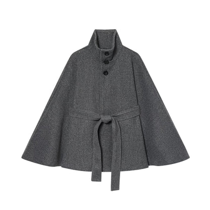 Damen Umhangjacke Wollmix Taillengürtel Norvielle