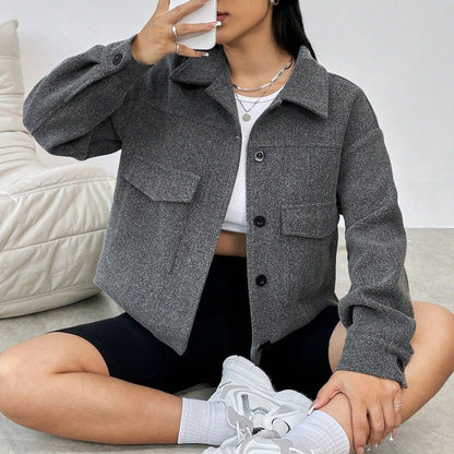 Damen Oversized Jacke aus Norvielle mit Taschen und