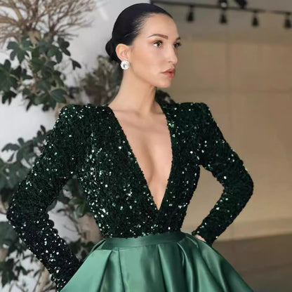 Damen Abendkleid V-Ausschnitt Hochgeschnitten Norvielle