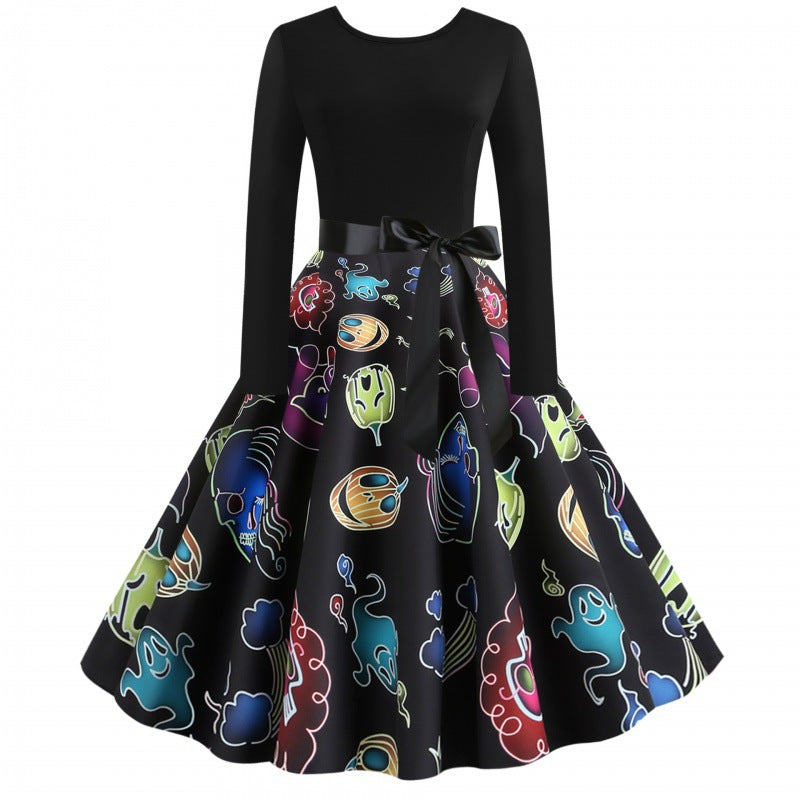 Damen Swingkleid Geisterdesign Schwingrock