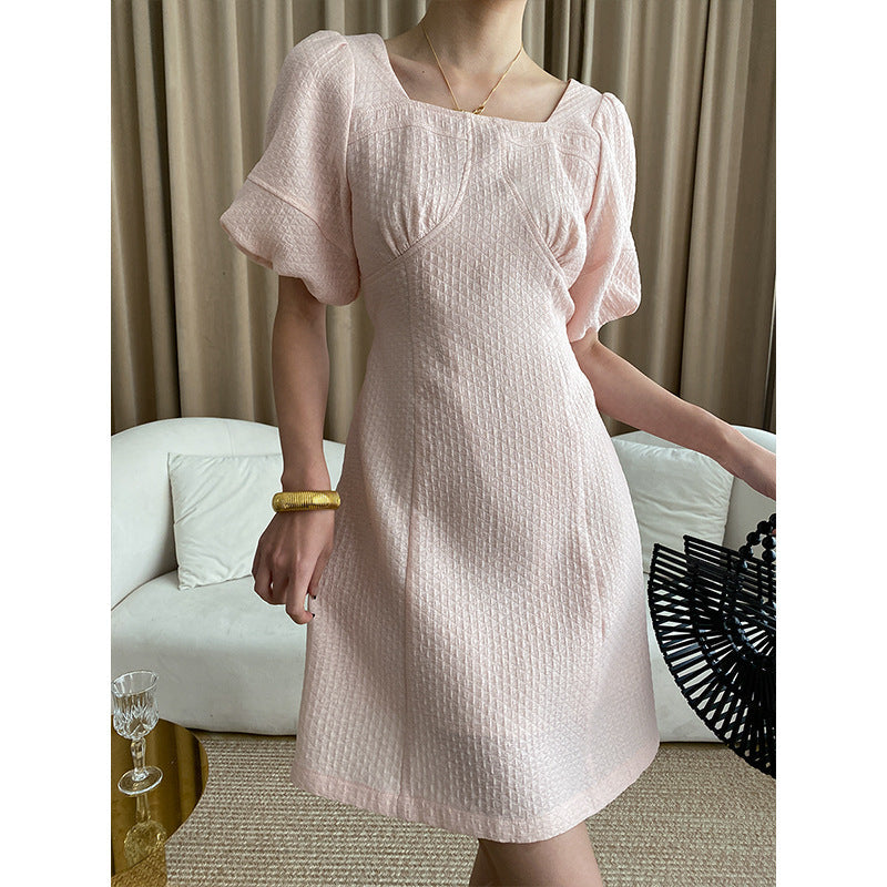 Damen Mini-Kleid Puffärmel Strukturiert Norvielle