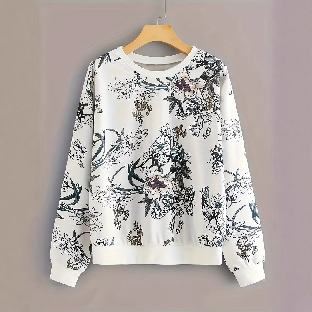 Damen Sweatshirt Floraler Druck Relaxed Fit Norvielle