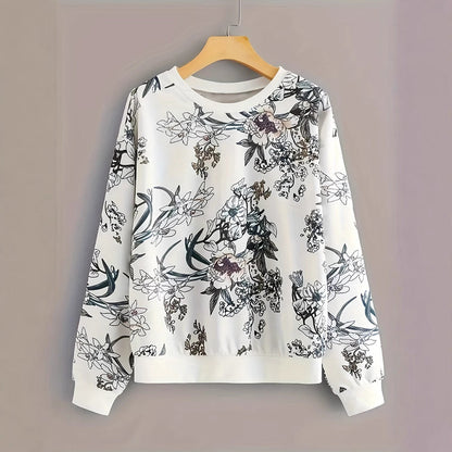 Damen Sweatshirt Floraler Druck Relaxed Fit Norvielle