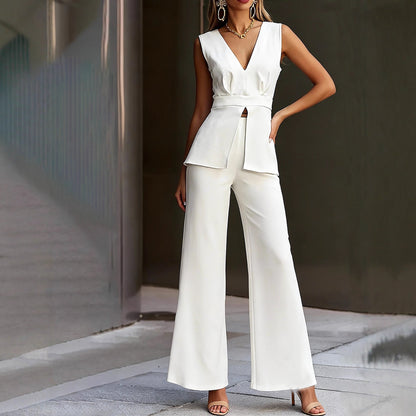 Damen Jumpsuit Tailliert V-Ausschnitt Norvielle