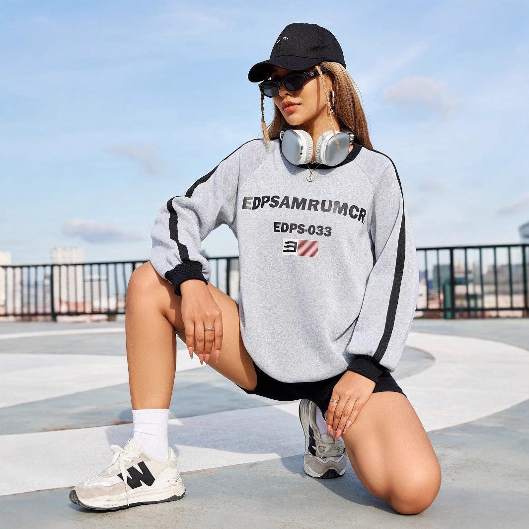Damen Sweatshirt Grafikdruck Kontrastärmel Norvielle - Norvielle