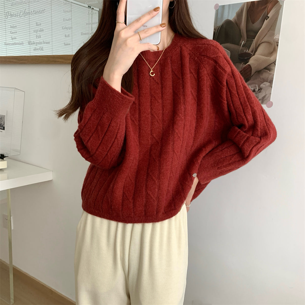 Damen Grobstrickpullover Rippdesign Lässig Norvielle - Norvielle