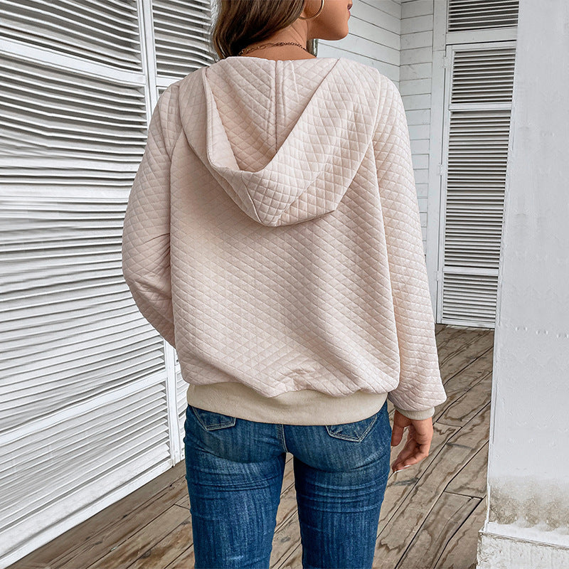 Damen Sweatpullover Reißverschluss Piqué-Muster Norvielle