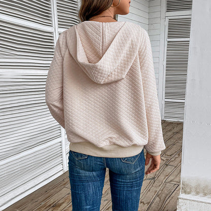 Damen Sweatpullover Reißverschluss Piqué-Muster Norvielle