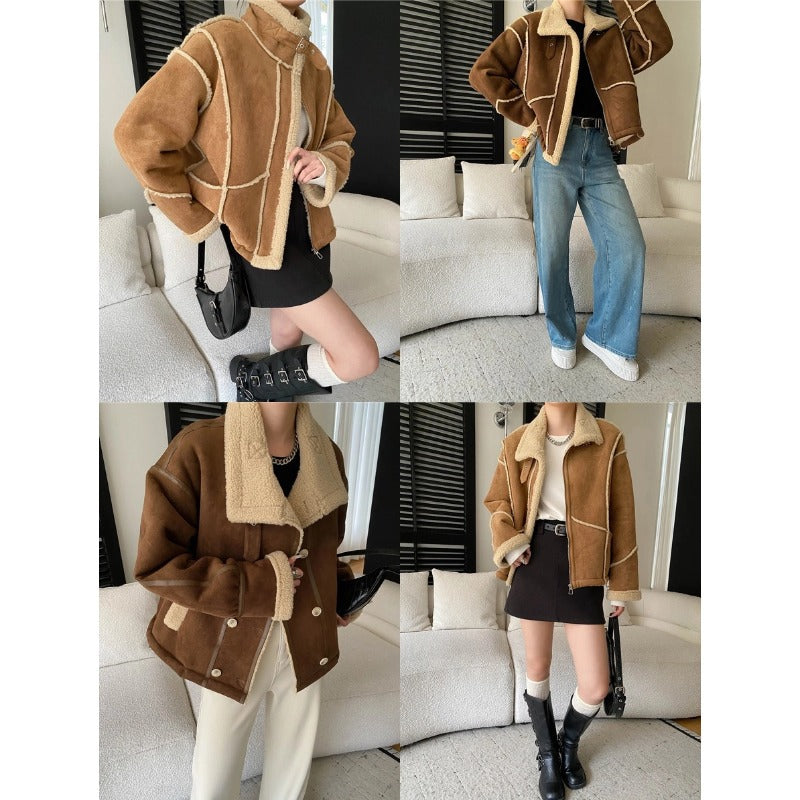 Damen Kunstlederjacke Lässig Samtig Norvielle