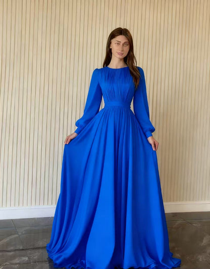 Damen Maxikleid Gerafftes Oberteil Länge Lang Ärmel Norvielle