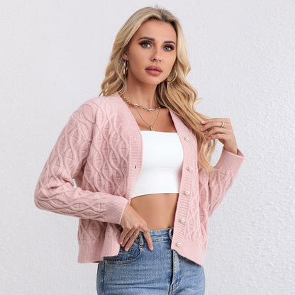 Damen Strickjacke Zopfmuster Pastellfarben - Norvielle
