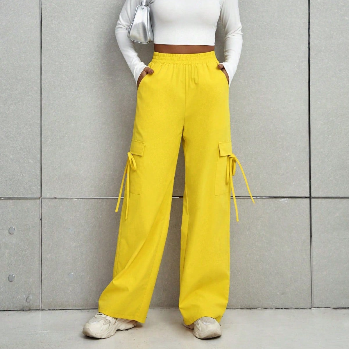 Damen Cargo-Hose Elastischer Bund Praktische Taschen