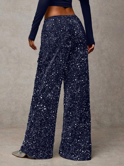 Damen Palazzo-Hose Paillettenbesatz