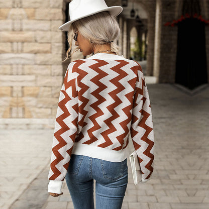 Damen Strickpullover Zickzackmuster Norvielle