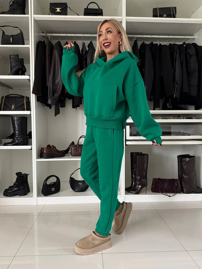 Damen Hoodie Jogginghosen Set aus Baumwolle Norvielle Grau