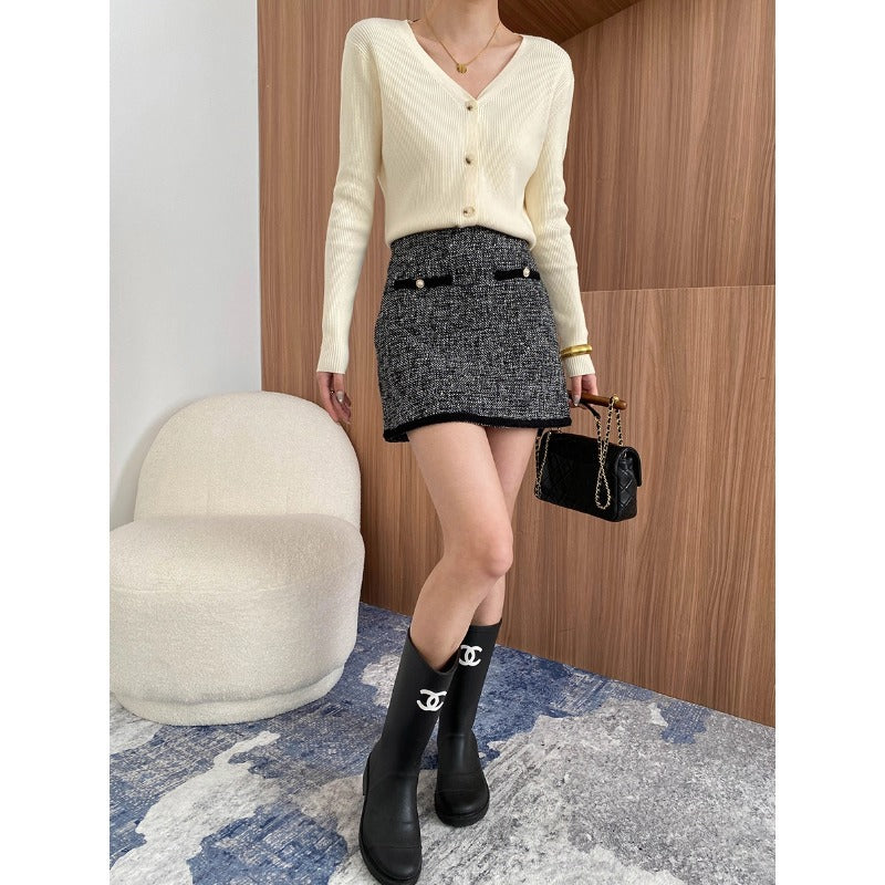 Damen Cardigan Rippenstrick Weich Beige