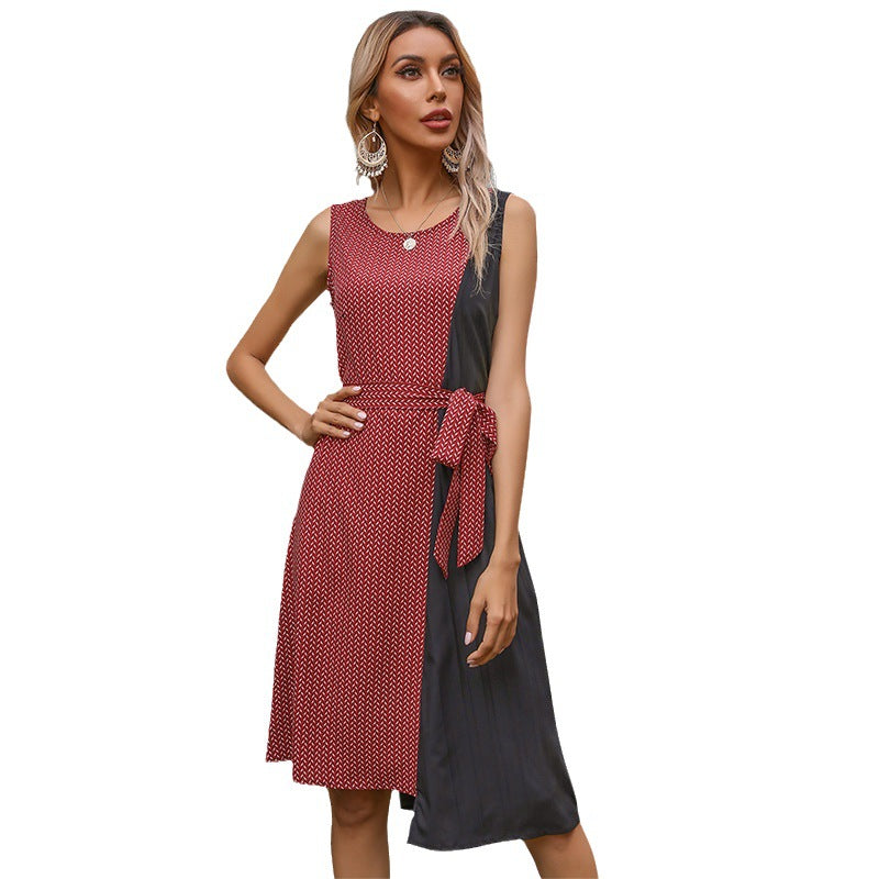 Damen Asymmetrisches Wickelkleid mit Taillengürtel