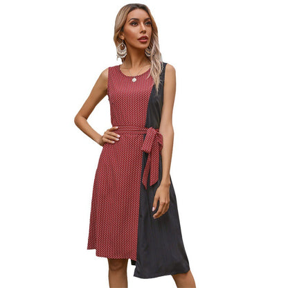Damen Asymmetrisches Wickelkleid mit Taillengürtel