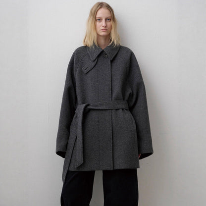 Damen Wollmantel Gesteppt Eleganter Kragen